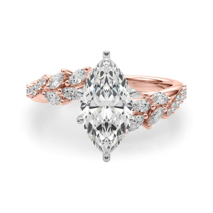 1.00CT 14K Marquise Cut Contrasting Vine Diamond Ring - Engagement rings - Design Jewellers Edmonton