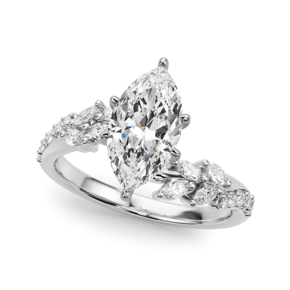 1.00CT 14K Marquise Cut Contrasting Vine Diamond Ring