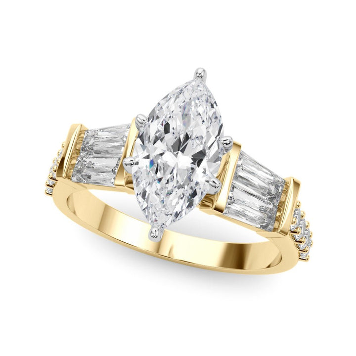 1.00CT 14K Marquise Cut Diamond Design With Baguette Diamonds - Engagement rings - Design Jewellers Edmonton