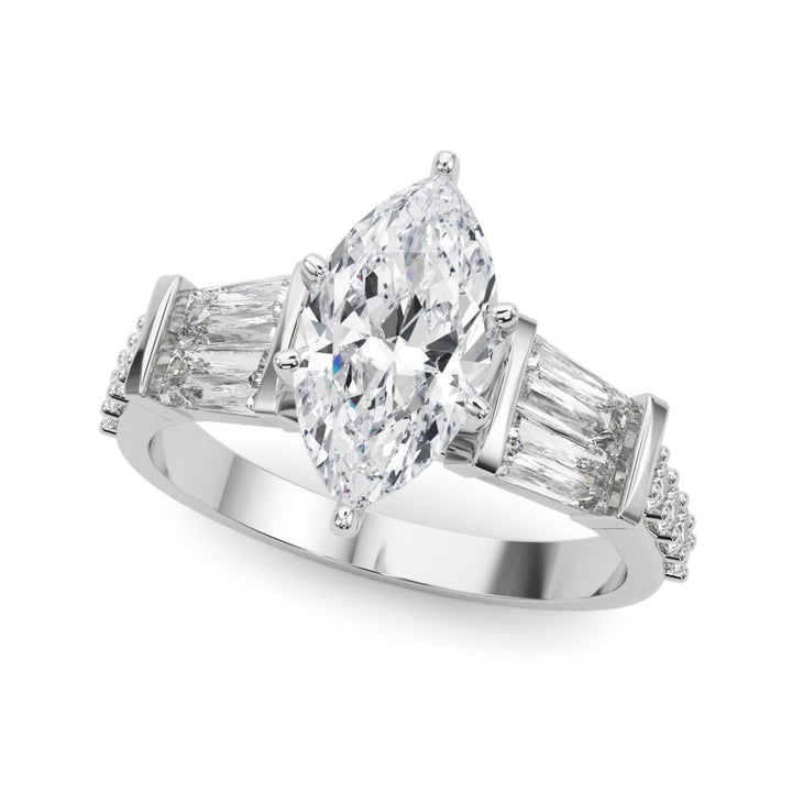 1.00CT 14K Marquise Cut Diamond Design With Baguette Diamonds - Engagement rings - Design Jewellers Edmonton