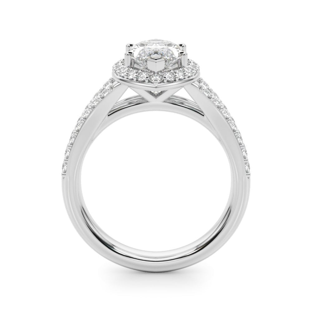 1.00CT 14K Marquise Cut Diamond Halo With a Split Shank Design - Engagement rings - Design Jewellers Edmonton