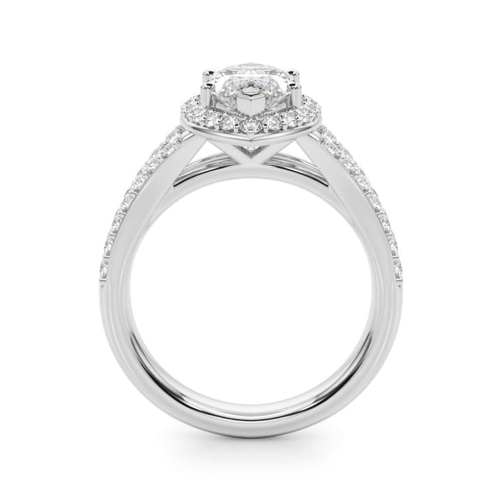 1.00CT 14K Marquise Cut Diamond Halo With a Split Shank Design - Engagement rings - Design Jewellers Edmonton