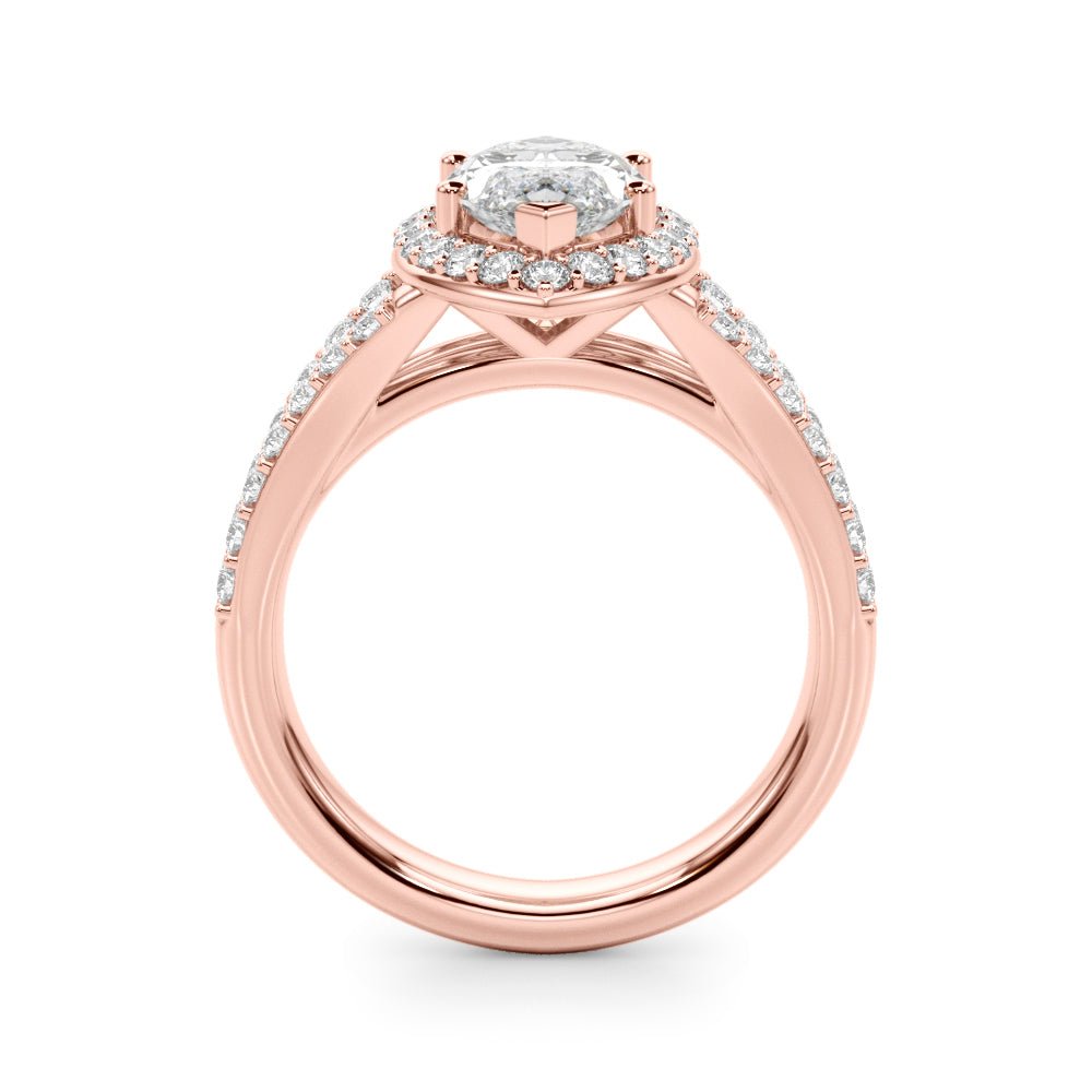 1.00CT 14K Marquise Cut Diamond Halo With a Split Shank Design - Engagement rings - Design Jewellers Edmonton