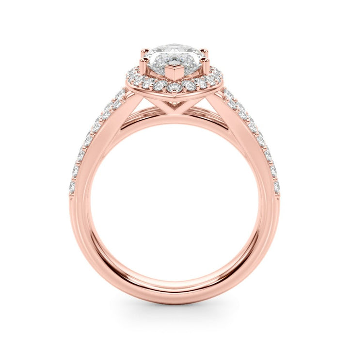 1.00CT 14K Marquise Cut Diamond Halo With a Split Shank Design - Engagement rings - Design Jewellers Edmonton