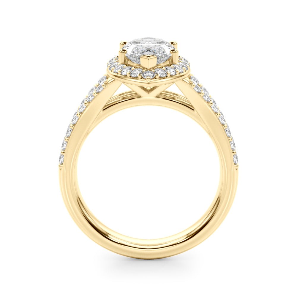 1.00CT 14K Marquise Cut Diamond Halo With a Split Shank Design - Engagement rings - Design Jewellers Edmonton