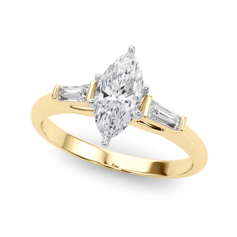 1.00CT 14K Marquise Cut Diamond Ring Accented With Tapered Baguette Cut Diamonds - Luxury Rings - Design Jewellers Edmonton