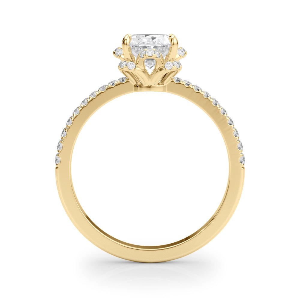 1.00CT 14K Oval Brilliant Cut Diamond Engagement Ring With Floral Halo - Luxury Rings - Design Jewellers Edmonton