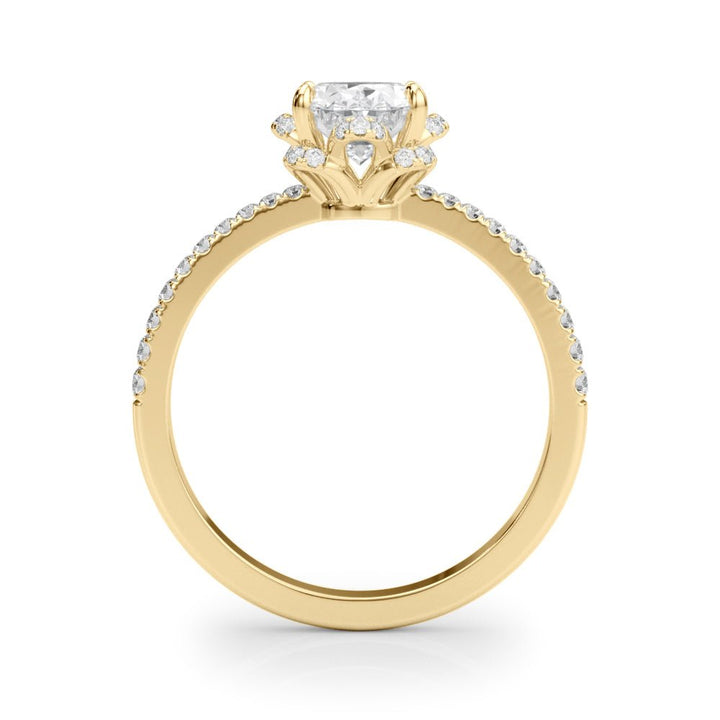1.00CT 14K Oval Brilliant Cut Diamond Engagement Ring With Floral Halo - Luxury Rings - Design Jewellers Edmonton