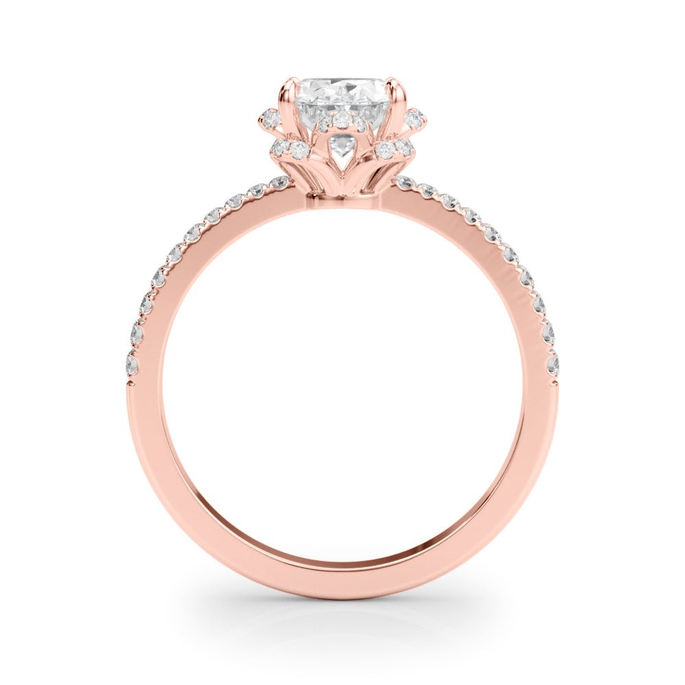 1.00CT 14K Oval Brilliant Cut Diamond Engagement Ring With Floral Halo - Luxury Rings - Design Jewellers Edmonton