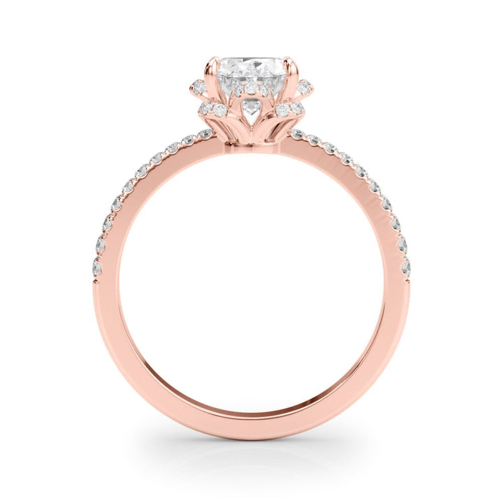 1.00CT 14K Oval Brilliant Cut Diamond Engagement Ring With Floral Halo - Luxury Rings - Design Jewellers Edmonton