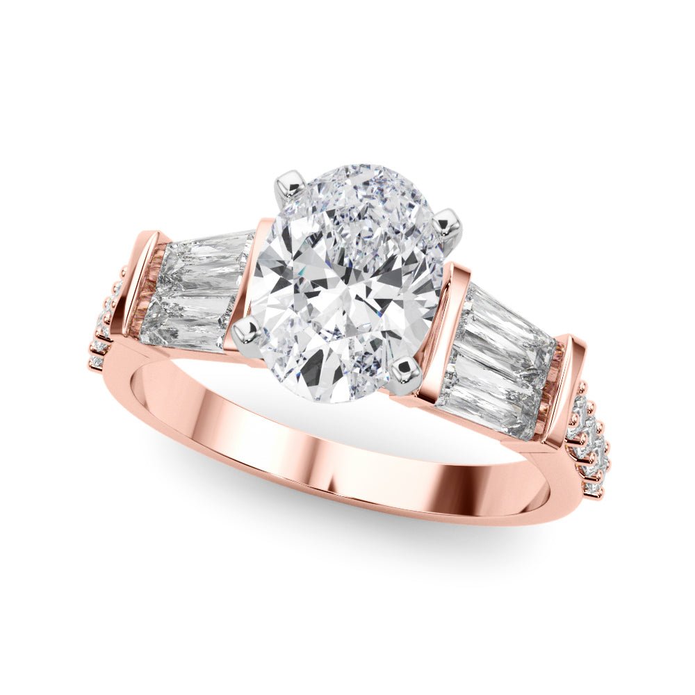 1.00CT 14K Oval Cut Diamond Design With Baguette Diamonds - Engagement rings - Design Jewellers Edmonton