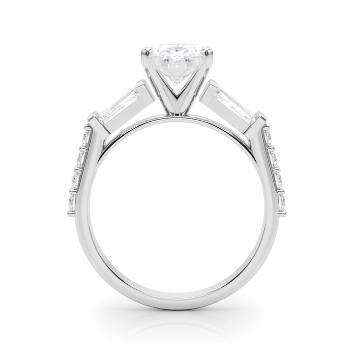 1.00CT 14K Oval Cut Diamond Design With Baguette Diamonds - Engagement rings - Design Jewellers Edmonton