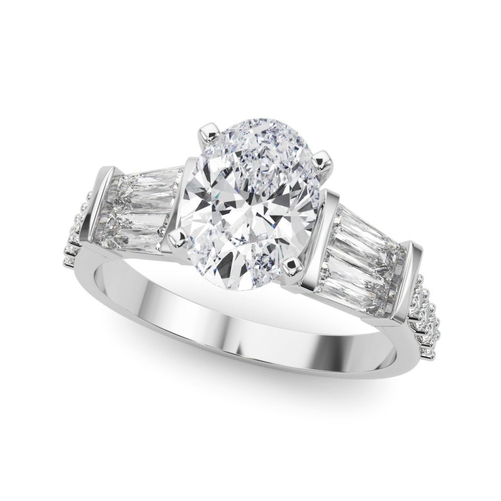 1.00CT 14K  Oval Cut Diamond Design With Baguette Diamonds