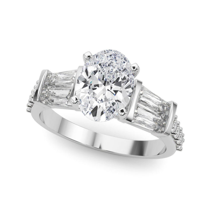 1.00CT 14K Oval Cut Diamond Design With Baguette Diamonds - Engagement rings - Design Jewellers Edmonton