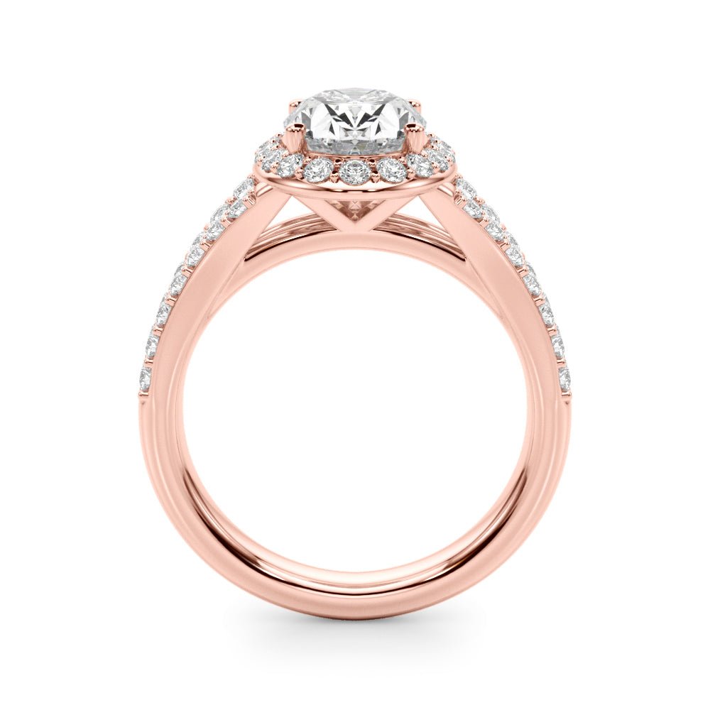 1.00CT 14K Oval Cut Diamond Halo With a Split Shank Design - Engagement rings - Design Jewellers Edmonton