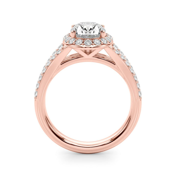 1.00CT 14K Oval Cut Diamond Halo With a Split Shank Design - Engagement rings - Design Jewellers Edmonton