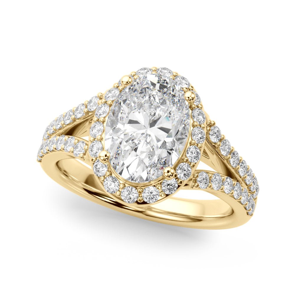 1.00CT 14K Oval Cut Diamond Halo With a Split Shank Design - Engagement rings - Design Jewellers Edmonton