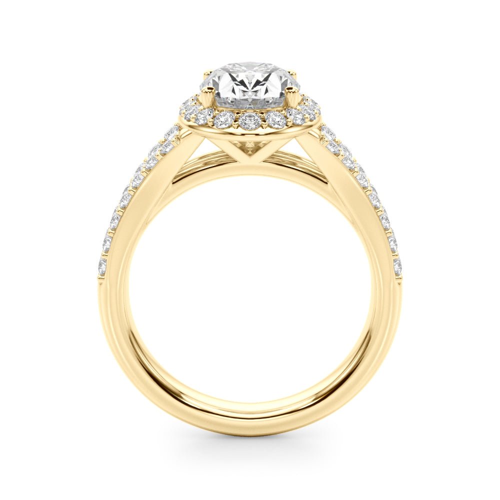 1.00CT 14K Oval Cut Diamond Halo With a Split Shank Design - Engagement rings - Design Jewellers Edmonton