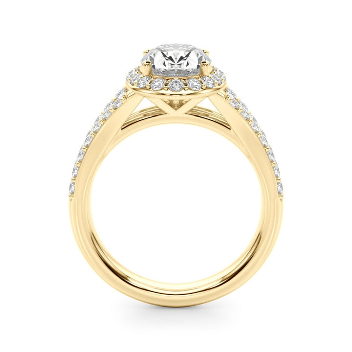 1.00CT 14K Oval Cut Diamond Halo With a Split Shank Design - Engagement rings - Design Jewellers Edmonton