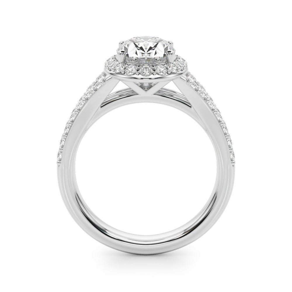 1.00CT 14K Oval Cut Diamond Halo With a Split Shank Design - Engagement rings - Design Jewellers Edmonton