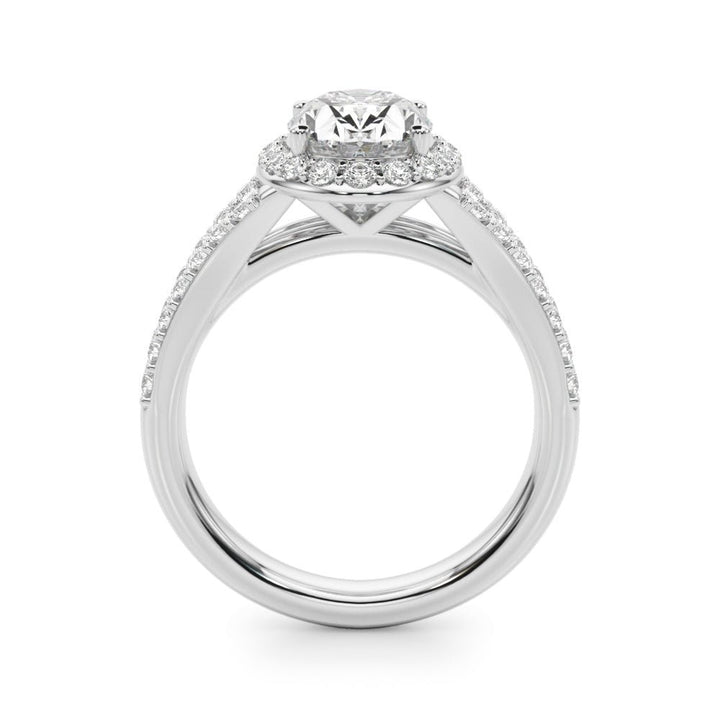 1.00CT 14K Oval Cut Diamond Halo With a Split Shank Design - Engagement rings - Design Jewellers Edmonton
