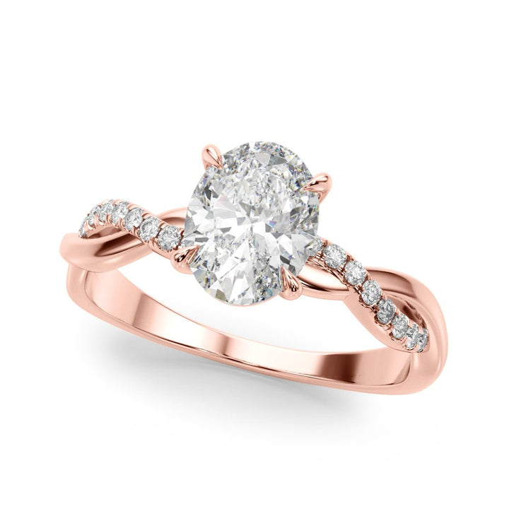 1.00CT 14K Oval Cut Diamond Ring Accented With Diamonds on a Twisted Shoulder Design - Luxury Rings - Design Jewellers Edmonton