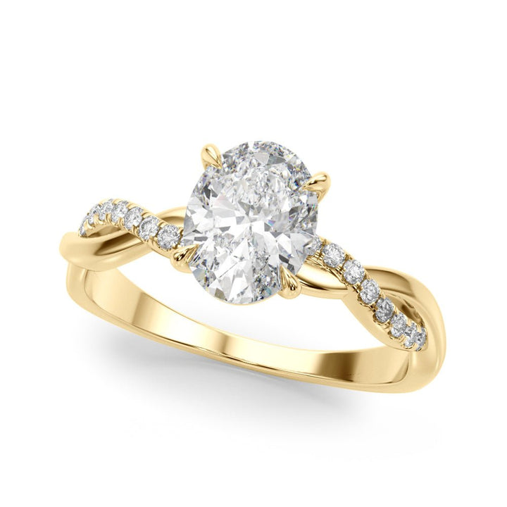 1.00CT 14K Oval Cut Diamond Ring Accented With Diamonds on a Twisted Shoulder Design - Luxury Rings - Design Jewellers Edmonton