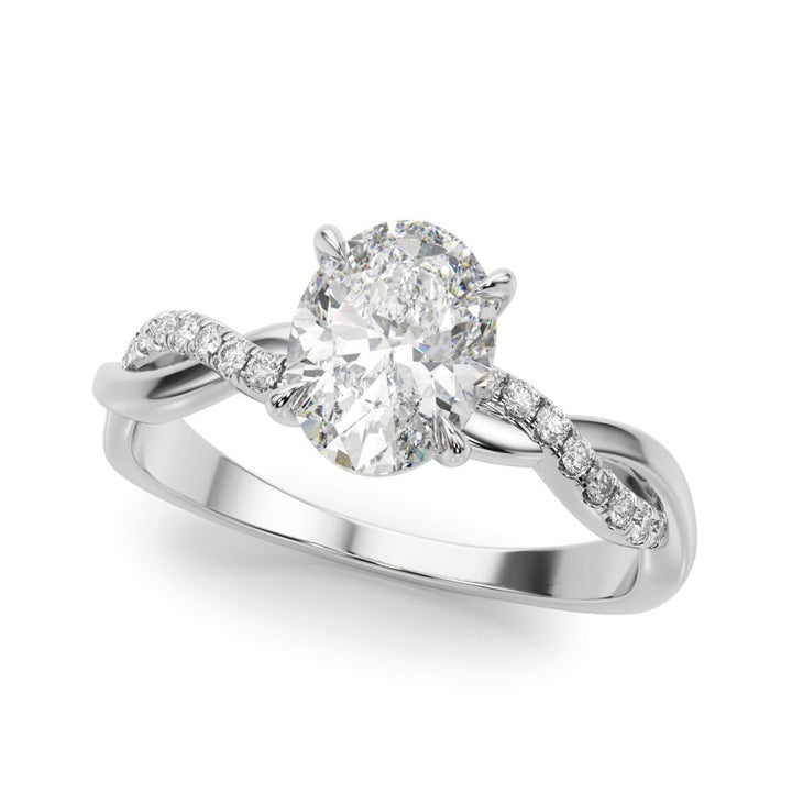 1.00CT 14K Oval Cut Diamond Ring Accented With Diamonds on a Twisted Shoulder Design - Luxury Rings - Design Jewellers Edmonton
