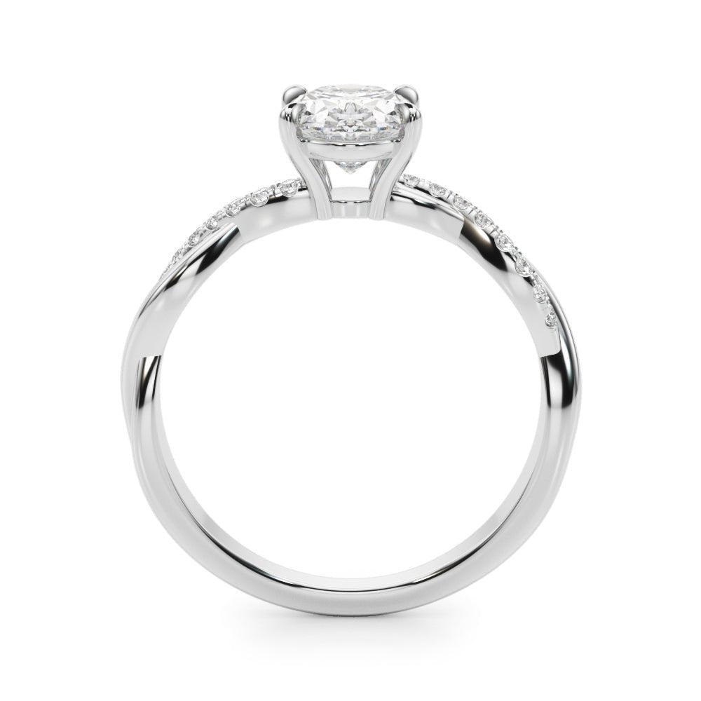 1.00CT 14K Oval Cut Diamond Ring Accented With Diamonds on a Twisted Shoulder Design - Luxury Rings - Design Jewellers Edmonton