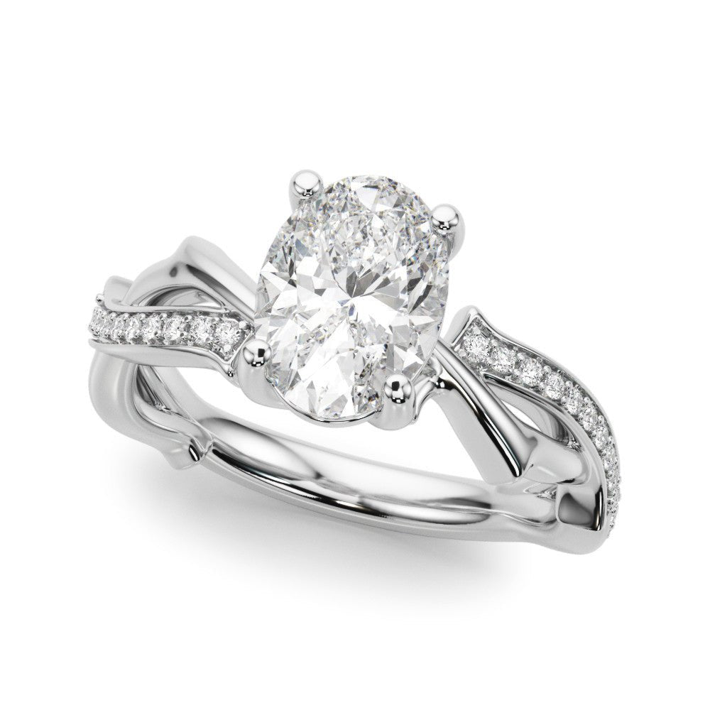 1.00CT 14K Oval Twisted Pavé Engagement Ring