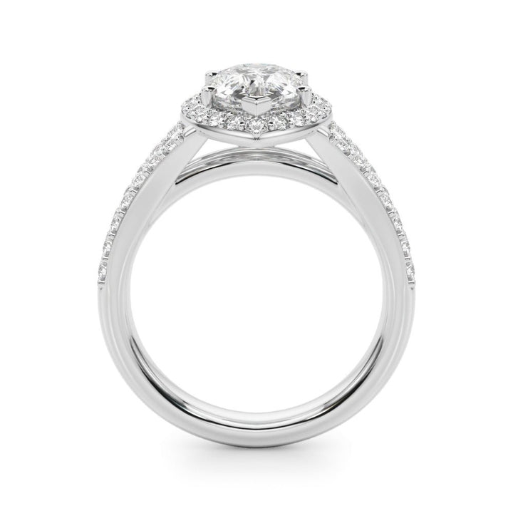 1.00CT 14K Pear Shape Diamond Halo With a Split Shank Design - Engagement rings - Design Jewellers Edmonton