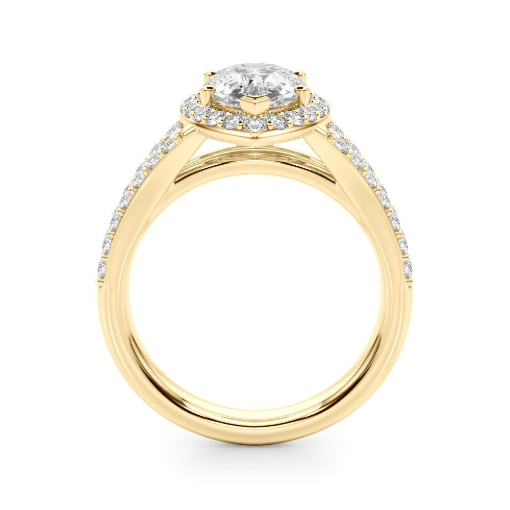 1.00CT 14K Pear Shape Diamond Halo With a Split Shank Design - Engagement rings - Design Jewellers Edmonton