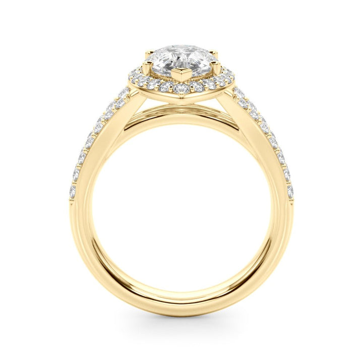 1.00CT 14K Pear Shape Diamond Halo With a Split Shank Design - Engagement rings - Design Jewellers Edmonton