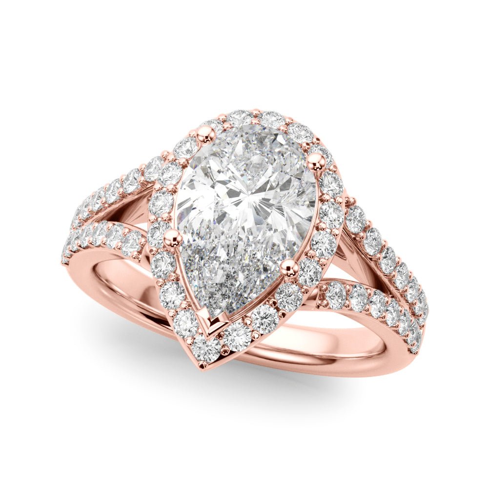 1.00CT 14K Pear Shape Diamond Halo With a Split Shank Design - Engagement rings - Design Jewellers Edmonton