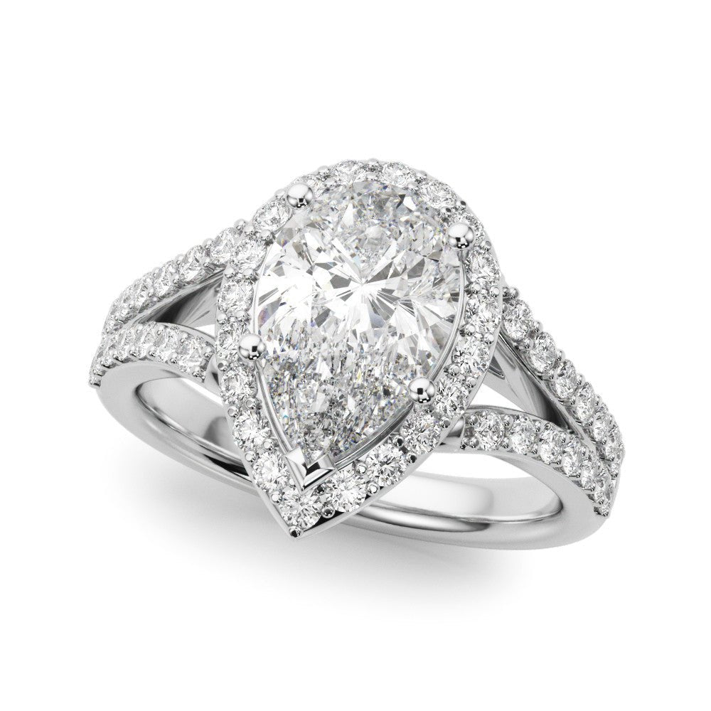 1.00CT 14K  Pear Shape Diamond Halo With a Split Shank Design