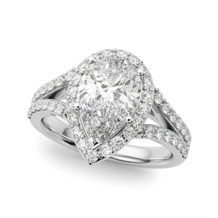 1.00CT 14K Pear Shape Diamond Halo With a Split Shank Design - Engagement rings - Design Jewellers Edmonton