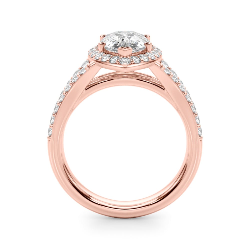 1.00CT 14K Pear Shape Diamond Halo With a Split Shank Design - Engagement rings - Design Jewellers Edmonton