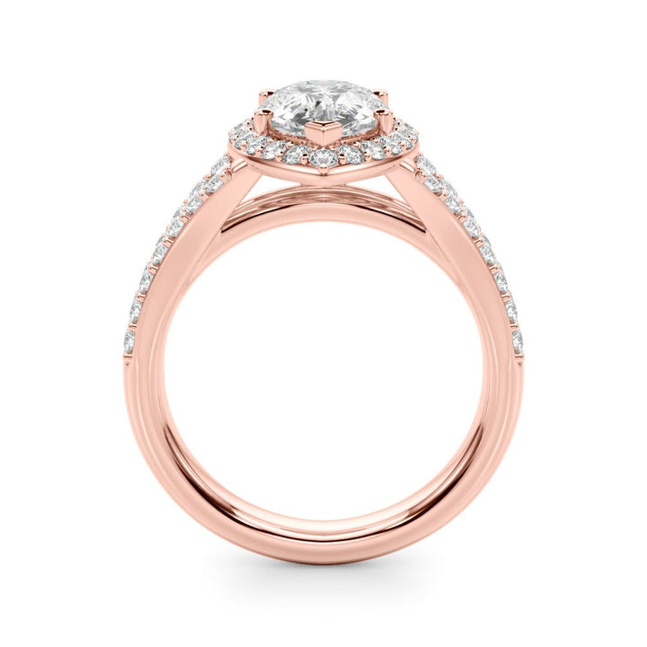 1.00CT 14K Pear Shape Diamond Halo With a Split Shank Design - Engagement rings - Design Jewellers Edmonton