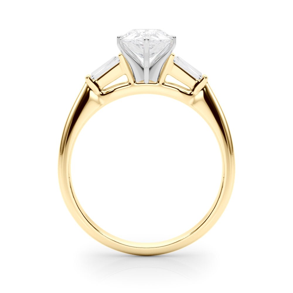 1.00CT 14K Pear Shape Diamond Ring Accented With Tapered Baguette Cut Diamonds - Luxury Rings - Design Jewellers Edmonton