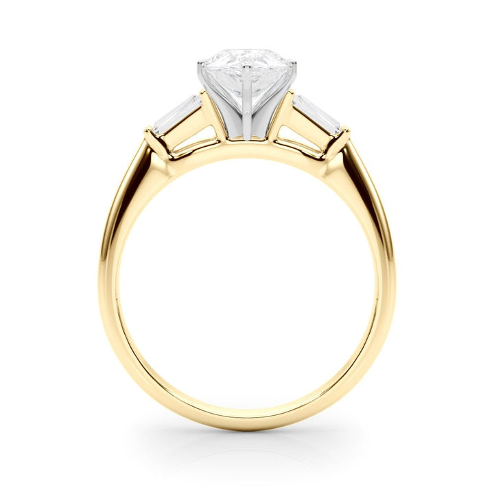 1.00CT 14K Pear Shape Diamond Ring Accented With Tapered Baguette Cut Diamonds - Luxury Rings - Design Jewellers Edmonton