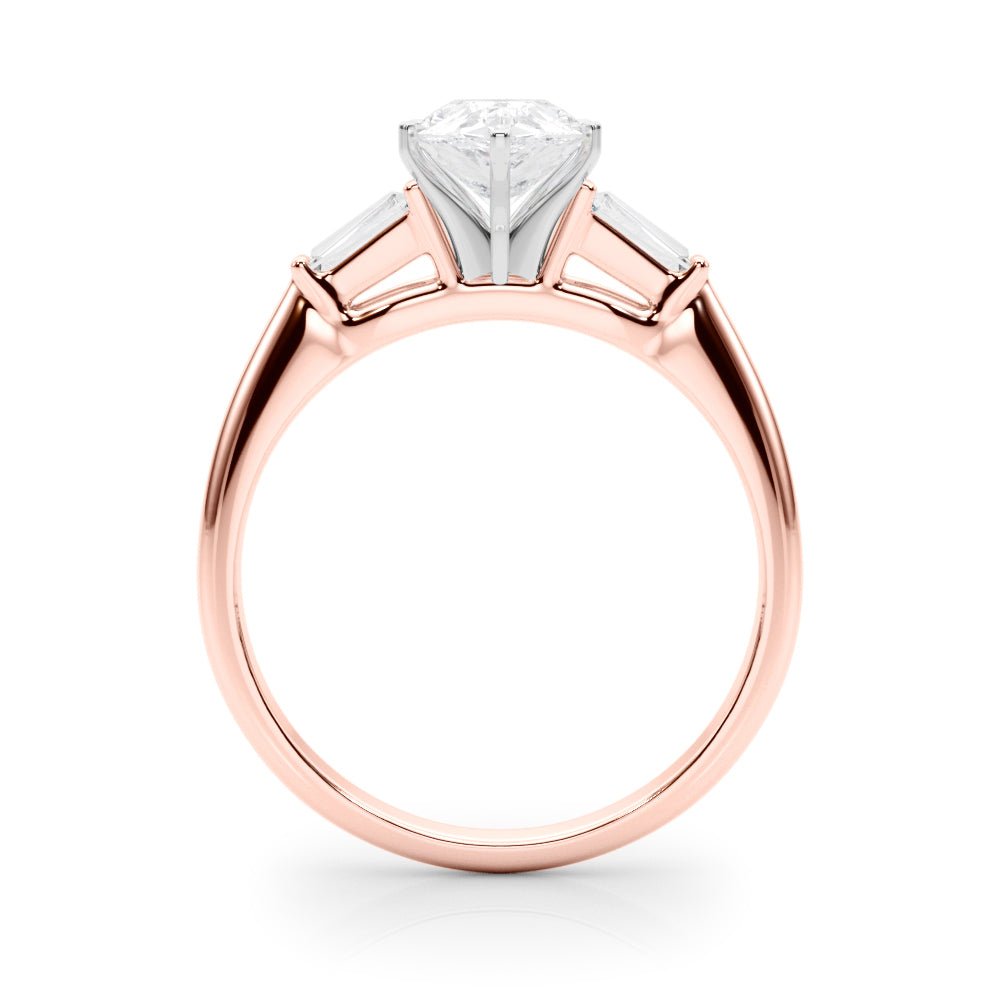 1.00CT 14K Pear Shape Diamond Ring Accented With Tapered Baguette Cut Diamonds - Luxury Rings - Design Jewellers Edmonton