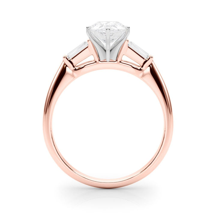 1.00CT 14K Pear Shape Diamond Ring Accented With Tapered Baguette Cut Diamonds - Luxury Rings - Design Jewellers Edmonton