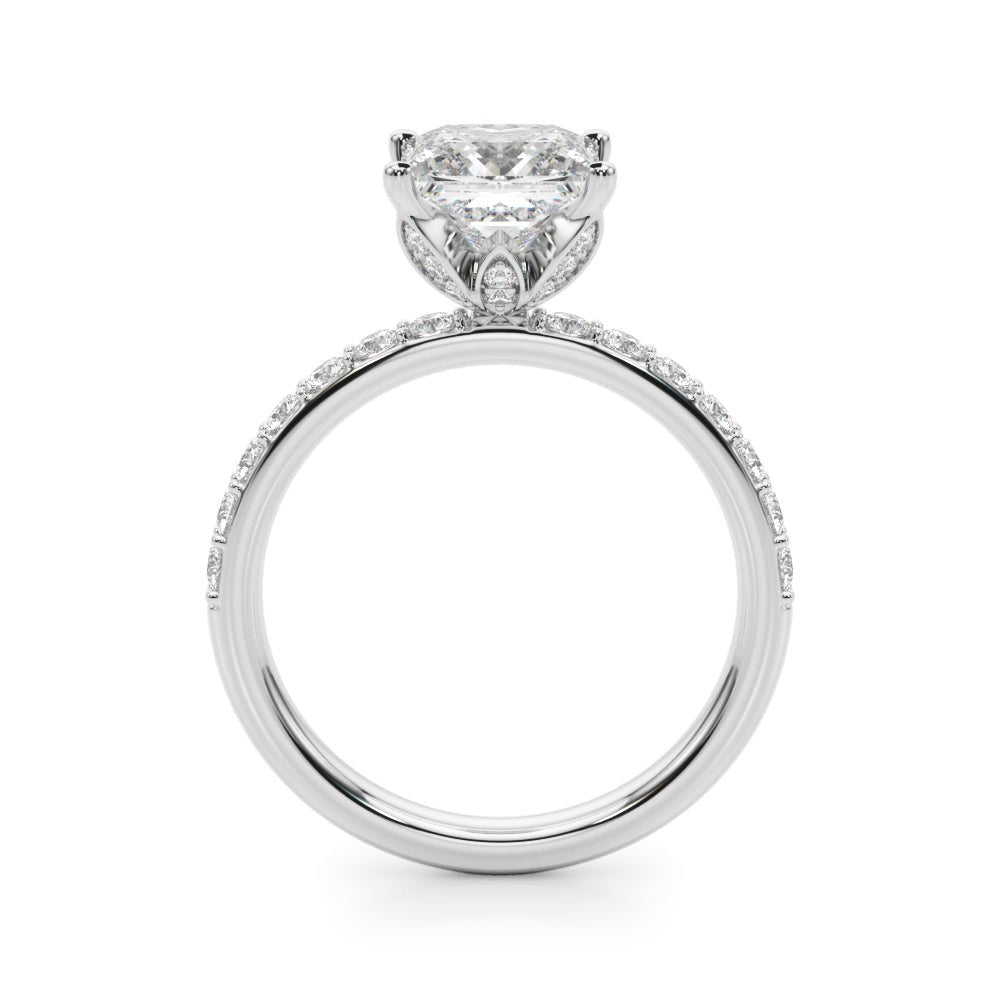 1.00CT 14K Princess Cut Diamond Engagement Ring with Pave Band - Engagement rings - Design Jewellers Edmonton