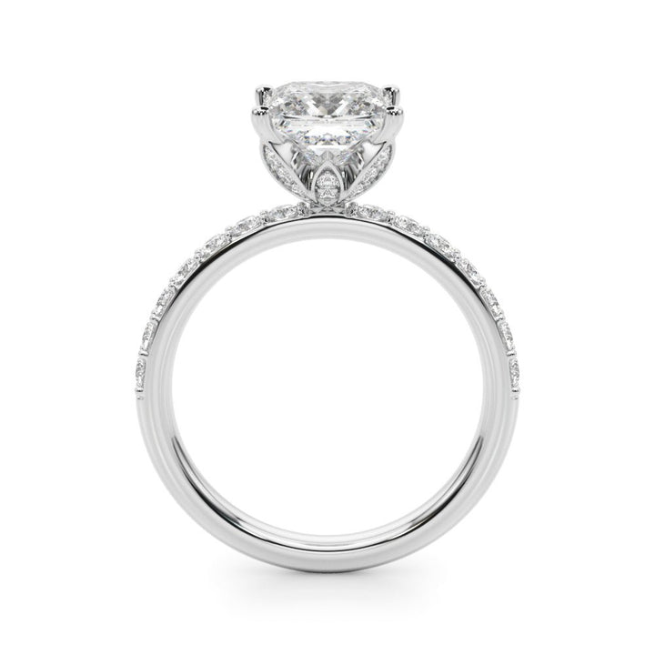 1.00CT 14K Princess Cut Diamond Engagement Ring with Pave Band - Engagement rings - Design Jewellers Edmonton