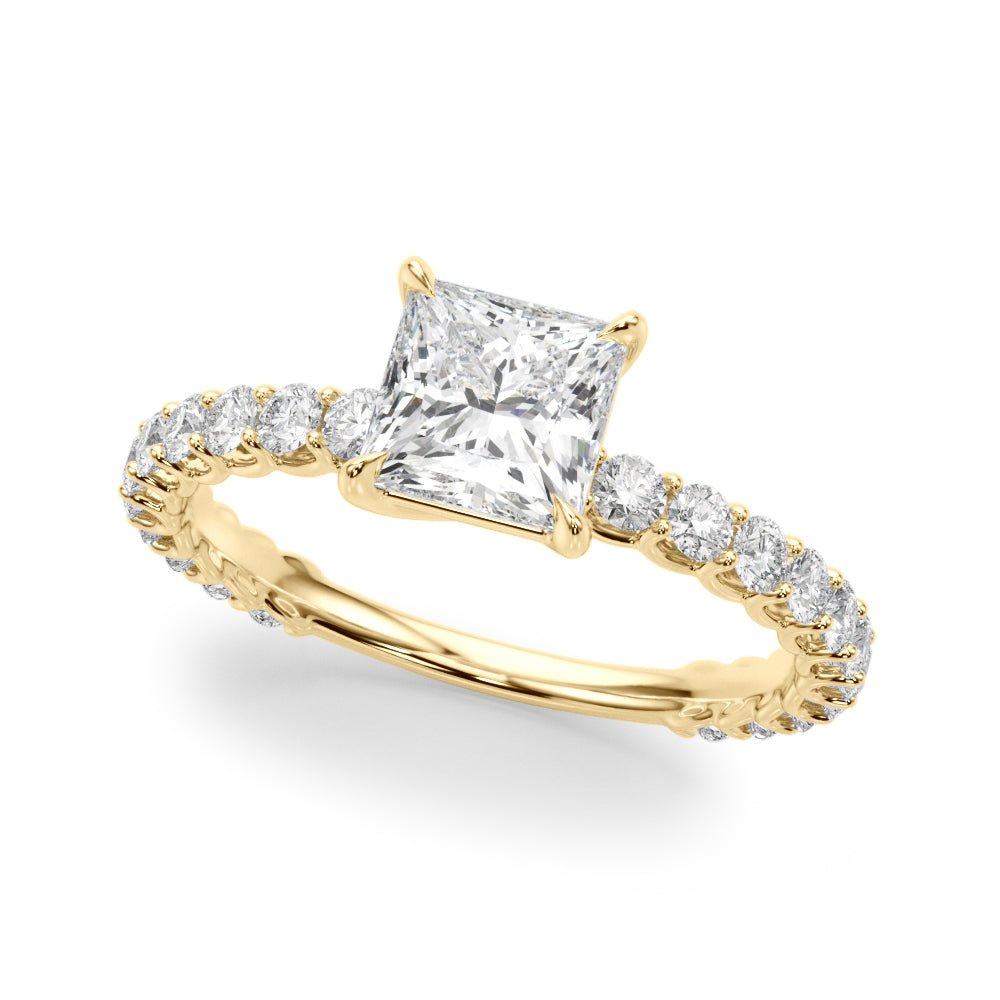 1.00CT 14K Princess Cut Diamond Ring Accented With Round Brilliant Cut Diamonds - Luxury Rings - Design Jewellers Edmonton