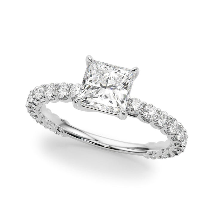 1.00CT 14K Princess Cut Diamond Ring Accented With Round Brilliant Cut Diamonds - Luxury Rings - Design Jewellers Edmonton