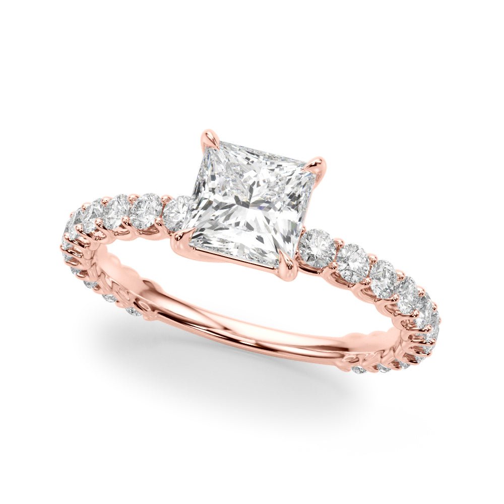 1.00CT 14K Princess Cut Diamond Ring Accented With Round Brilliant Cut Diamonds - Luxury Rings - Design Jewellers Edmonton