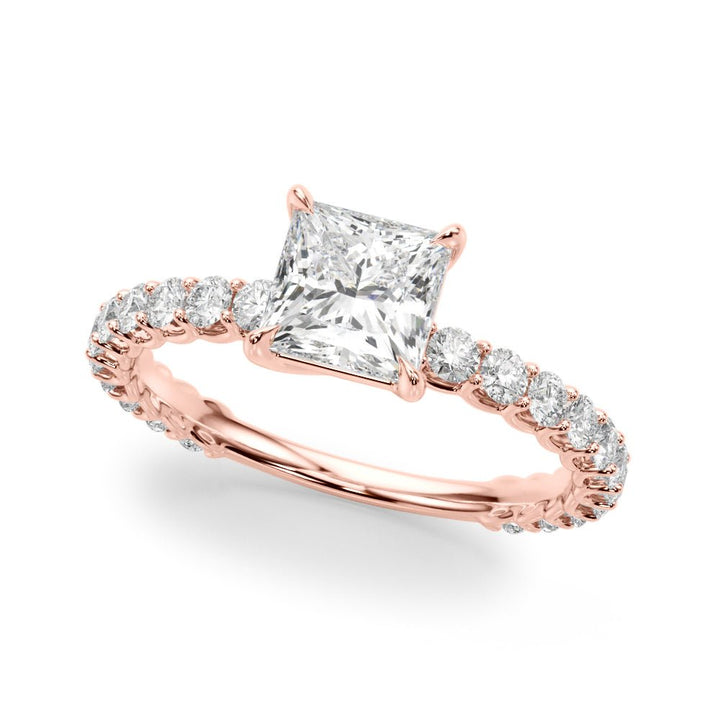 1.00CT 14K Princess Cut Diamond Ring Accented With Round Brilliant Cut Diamonds - Luxury Rings - Design Jewellers Edmonton