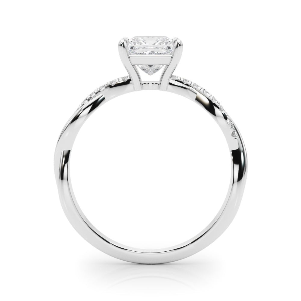 1.00CT 14K Princess Cut Diamond Ring Accented With Round Diamonds on a Twisted Shoulder Design - Luxury Rings - Design Jewellers Edmonton