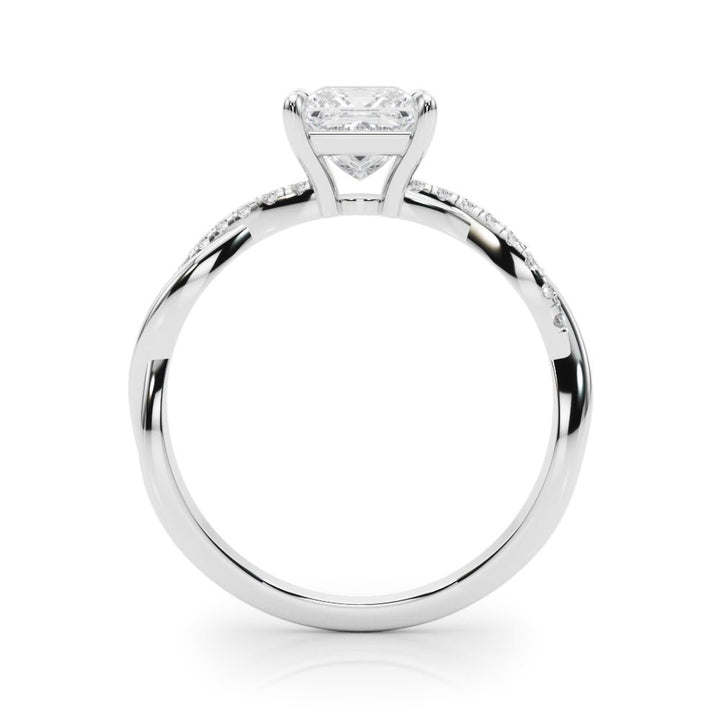 1.00CT 14K Princess Cut Diamond Ring Accented With Round Diamonds on a Twisted Shoulder Design - Luxury Rings - Design Jewellers Edmonton